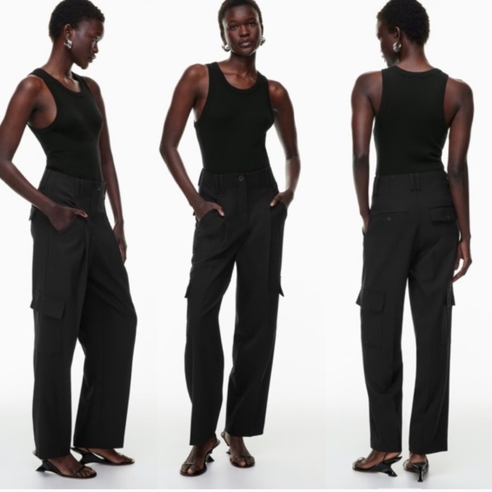 Aritzia Babaton twill wool high waist Rojo Cargo Pant